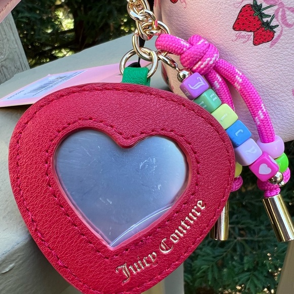 JUICY COUTURE Sweet Strawberry Pink Bow Pouch w/Strap - Picture 4 of 5